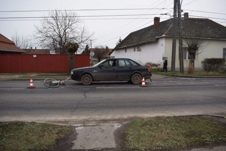 Közlekedési baleset Mezőberényben, 2018. január 19-én.