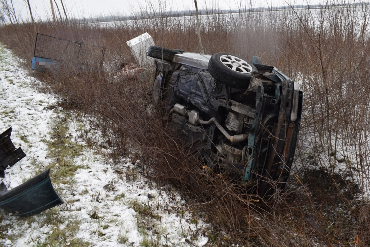 Baleset Okány külterületén, 2018. január 16-án.